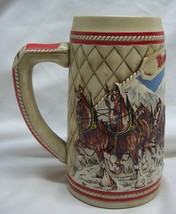 VINTAGE 1985 BUDWEISER Series A Clydesdale Horse BEER STEIN Christmas Ho... - $24.74