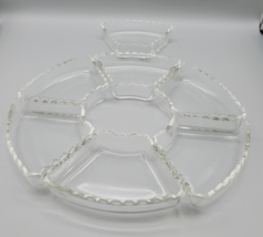 Lazy Susan Glass Inserts Replacements Clear Set 7 Vintage Ruffled Edge VG Cond - £20.72 GBP