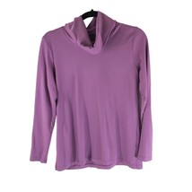 LL Bean Womens Pima Cotton Tee Long Sleeve Cowlneck Purple S - £11.58 GBP