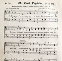 1883 Gospel Hymn The Great Physician Sheet Music Victorian Religious ADB... - £11.74 GBP