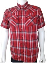 Prana Holstad Shirt Mens L Red Plaid Western Pearl Snap Organic Cotton Blend - £16.26 GBP