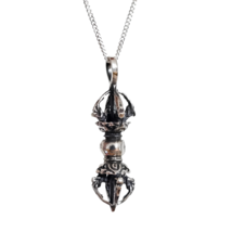 Dorje Vajra Pendant 925 Sterling Silver 18&quot; Necklace Protection Amulet &amp; Boxed - £29.55 GBP
