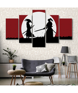 Battle of Two Samurai in Moonlight 5 Pieces Canvas Wall Art, Large Frame... - £19.74 GBP+