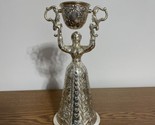 Vintage Silverplate Wager Cup Woman Holding Swivel Wedding Cup Etched Be... - $34.29