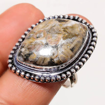 Black Fossil Coral Gemstone Handmade Fashion Ethnic Ring Jewelry 9.25&quot; SA 380 - £3.94 GBP