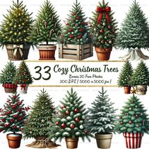 Watercolor Christmas Tree Clipart – 33 Festive PNG Illustrations (Digita... - $2.95 CAD