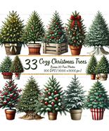Watercolor Christmas Tree Clipart – 33 Festive PNG Illustrations (Digita... - $2.10
