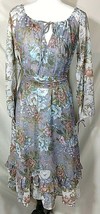 Vintage Rainbow Of California Dress Floral Boho Hippy Peasant Belt &amp; Ruffles - £68.09 GBP