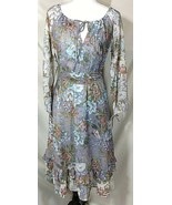 Vintage RAINBOW OF CALIFORNIA Dress Floral Boho Hippy Peasant Belt &amp; Ruf... - $86.58