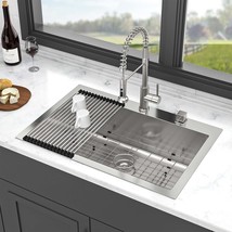 Farmhouse Fireclay Kitchen Sink (30x20) w/Grid - $345.99