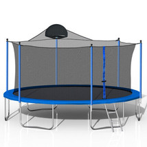 14FT Trampoline for Adults &amp; Kids with Basketball Hoop, Outdoor Trampoli... - £272.69 GBP