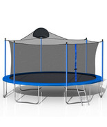 14FT Trampoline for Adults &amp; Kids with Basketball Hoop, Outdoor Trampoli... - £268.87 GBP