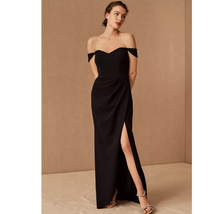 New Anthropologie BHLDN Rossi Crepe Maxi Dress $220 SIZE 16 Black - £87.69 GBP
