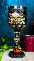 Death Horror Skeleton Bones In Inferno Hell Fire Wine Drink Goblet Chalice Cup - £19.23 GBP