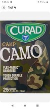 Camp Camo Bandages Flex Fabric 3/4&quot; x 3&quot; Sterile Latex Free 25 Ct/Box NEW - £6.50 GBP