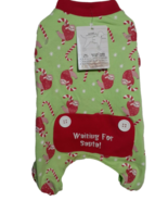 Pet Central Dog Pajamas, Pjs, Christmas, Green with Sloth &amp; Candy Canes,... - £5.31 GBP