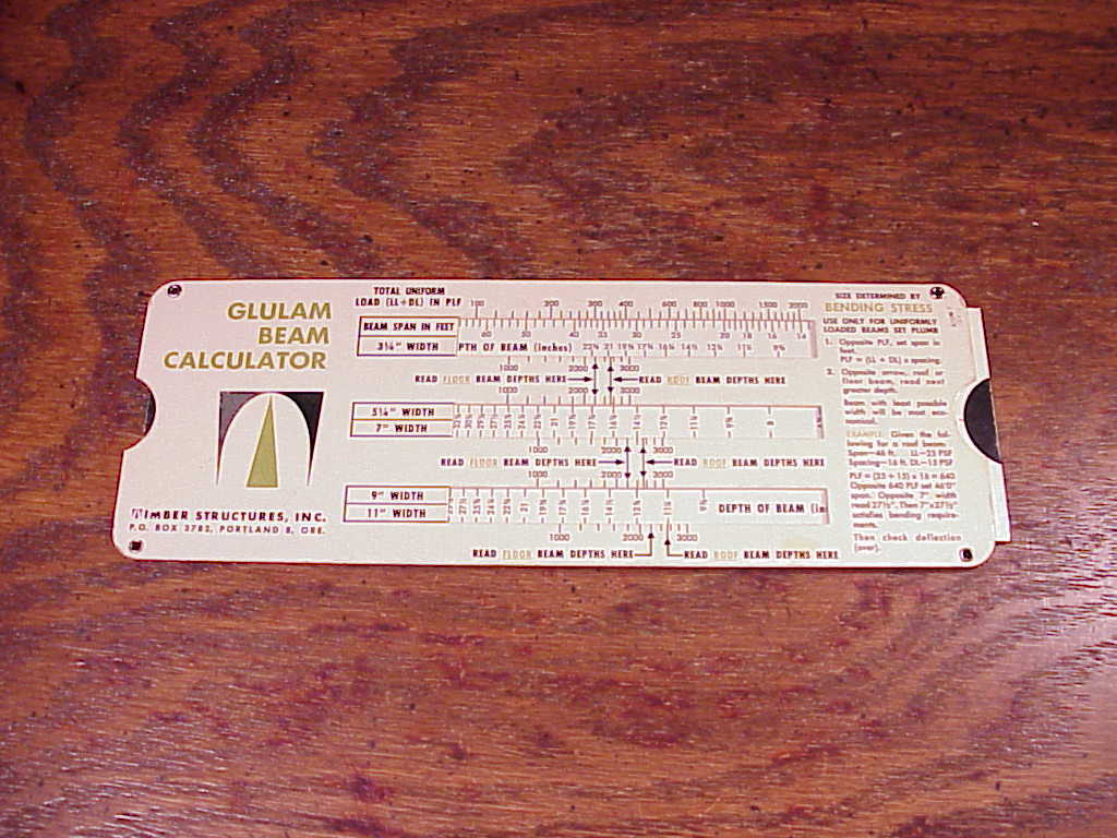 Vintage Glulam Beam Sliding Calculator Chart - £7.95 GBP