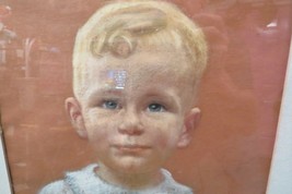 1948 Pastel Framed Portrait Blonde Hair Blue Eyed Youth Signed Van Rensselaer - £385.69 GBP