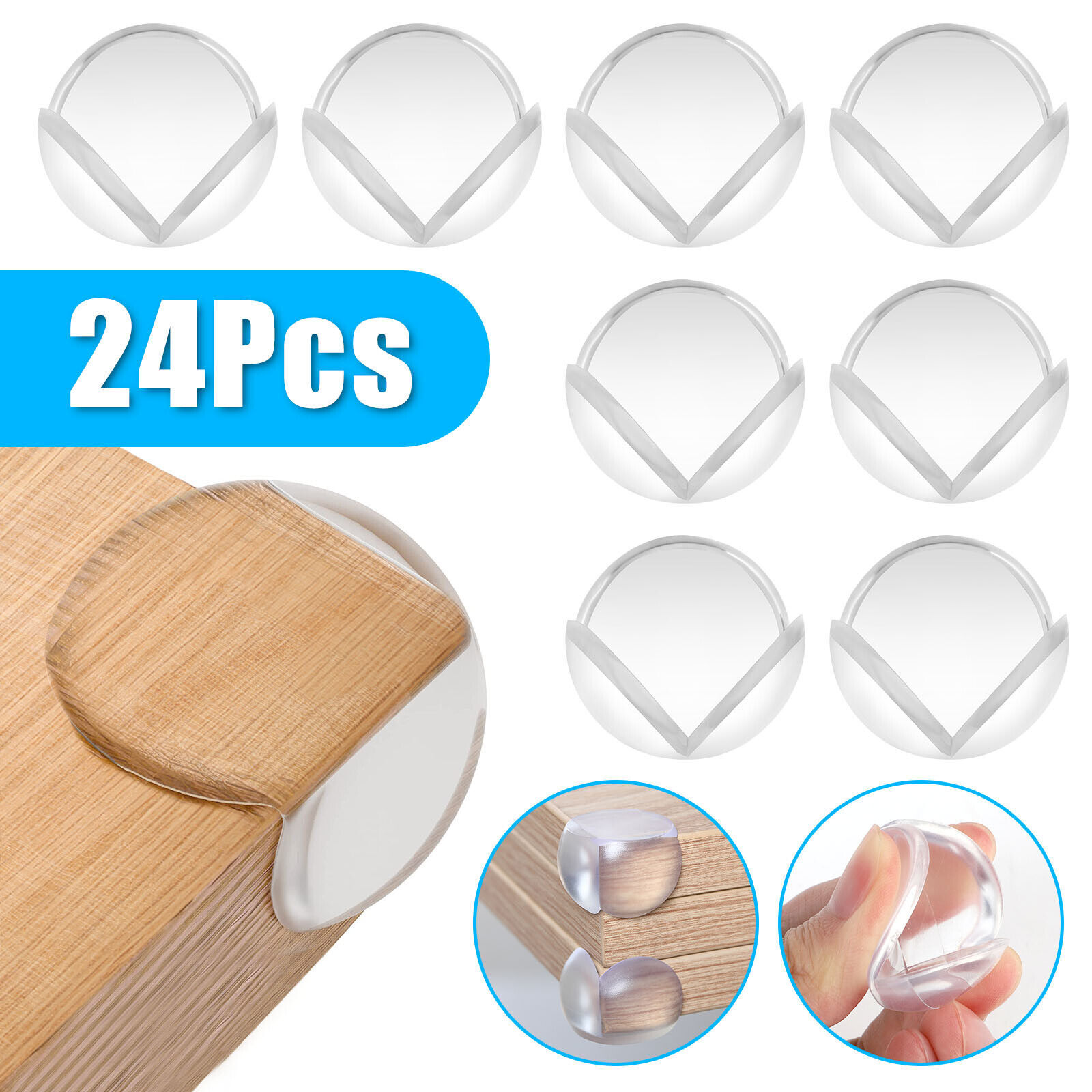 24Pcs Table Corner Edge Protector Round Cushion Cover Sticker Baby Safety Bumper - £15.14 GBP