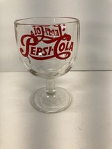 Vintage Red Classic Retro Logo PEPSI COLA Stem Soda Thumbprint Goblet Gl... - $9.85