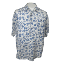Silk Uomo vintage Men shirt short sleeve pit to pit 23.5 M retro look bl... - $22.76