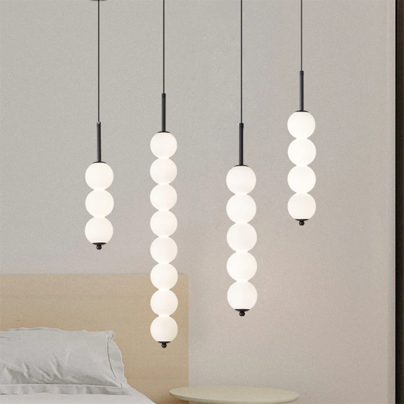 Nordic Glass Pendant Lights LED Copper Wind Gourd 3-8 Head Bedside Hanging - $98.55+