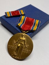 WWII, CAMPAIGN AND SERVICE, VICTORY MEDAL, PIN BACK RIBBON, SLOT BROOCH,... - $24.75