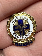 Vtg Certified Nursing Medical Assistant Gold Tone Pin Caduceus Jewelry P... - £23.66 GBP