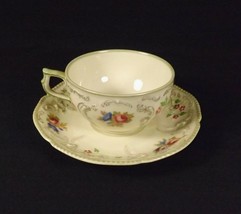 Rosenthal Sansoucci Demitasse Cup &amp; Saucer Selb Floral &amp; Scroll Green Trim - £12.08 GBP