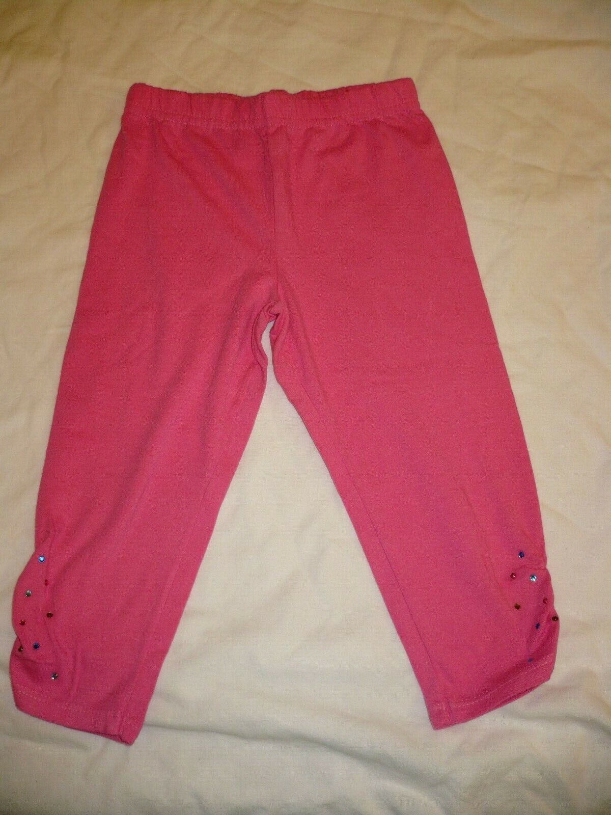 Primary image for 365 Kids Girls Solid Cinch Capri Pants W Rhinestones Size 6 Pink  New
