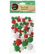 Christmas Craft Pom Poms 80 Count - Red Green White - £5.44 GBP