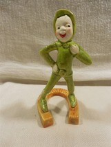 Vintage Gilner Treasure Craft (?) Japan Ceramic Pixie Elf on Horseshoe Figurine - £14.13 GBP