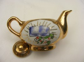 Vintage Japan Miniature Gold Overlay Porcelain Teapot - $14.84