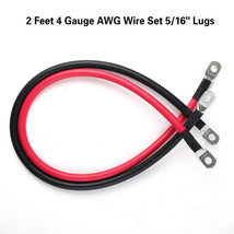 2Pcs 4 Awg Gauge Battery Cables 24&#39;&#39; Power Inverter Cables Terminals 5/1... - $36.99
