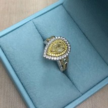 GIA 2.06 Ct Pear Cut Natural Fancy Yellow Diamond Ring 18k Gold - £4,899.02 GBP