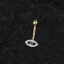 14K Yellow Gold Plated 2.00Ct Round Simulated Sapphire Belly Button Wedd... - £54.48 GBP