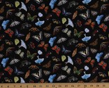 Cotton Butterflies &amp; Moths Butterfly Insects Bugs Black Fabric Print BTY... - $10.95