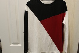 SHEIN LADYS&#39; TOP SZ MEDIUM RED, WHITE BLACK LONG SLEEVE - $16.26 CAD