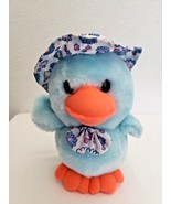 Wide Way Inc Duck Plush Stuffed Animal Blue Flower Hat Bow Small  - £23.26 GBP