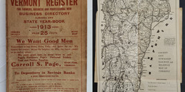 1913 antique VERMONT REGISTER HISTORY ads bus directory genealogy almanac 431pgs - £98.88 GBP