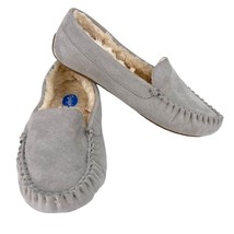 Floopi Lily Moccasin Faux Suede Slippers Gray 8  - £19.64 GBP