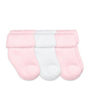 Jefferies Baby Girls Socks Pink White Terry Cotton Soft Warm Turn Cuff Bootie 3P - £8.63 GBP
