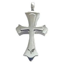 Stainless Steel Stacked Cross Cremation Urn Pendant for Ashes w/20-inch Necklace - £72.37 GBP