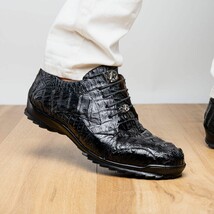 genuine caiman crocodile fashion sneaker Shoes Kratos Black image 8