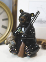 Western Rustic Hunter Black Bear Holding Shotgun And Mallard Duck Figurine Decor - £16.81 GBP