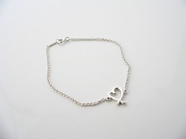 Tiffany &amp; Co Silver Loving Heart Bracelet Bangle 6.75 In Chain Gift Love... - £158.27 GBP