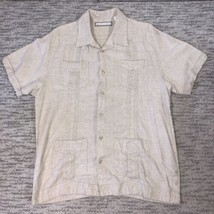 Monte Carlo Mens Size Large Short Sleeve Button Up Collared Linen Shirt - £8.88 GBP