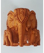 Full Body Carved Wooden Elephant Family Figurine Sculpture 3&quot; - $99.99