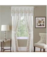 Fairfield 5-Piece Two Panels Window Set White 55&quot;X84&quot; 15&quot;L Valance 2 Tie... - $26.59