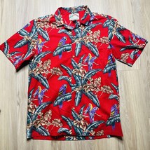 Paradise Found Men&#39;s Hawaiian Shirt Magnum PI Red Parrot Rayon Size XXL - £44.10 GBP